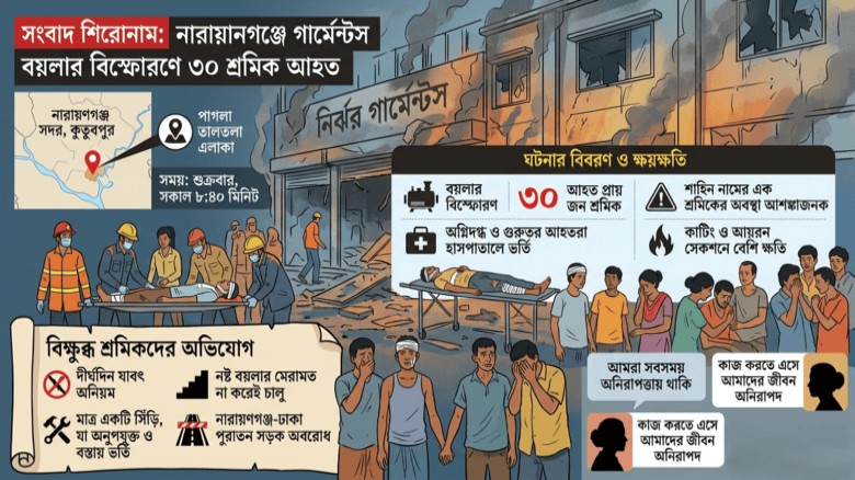 নারায়ণগঞ্জের পাগলায় বয়লার বিস্ফোরণ